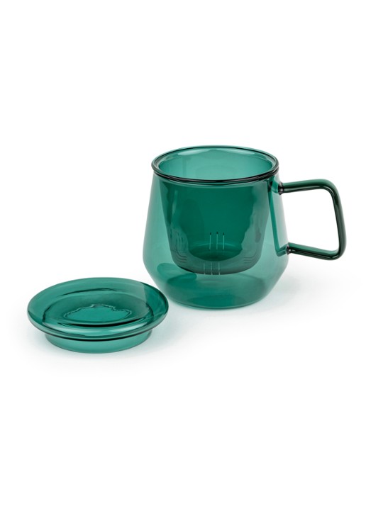 Bredemeijer Tea For One Livorno kopje met theetip en filter 29 cl 3-delig - achterkant groen