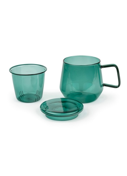 Bredemeijer Tea For One Livorno kopje met theetip en filter 29 cl 3-delig - voorkant 3 groen