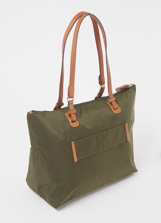 Bric's Shopper met leren details en uitneembaar etui - achterkant 3 bronsgroen