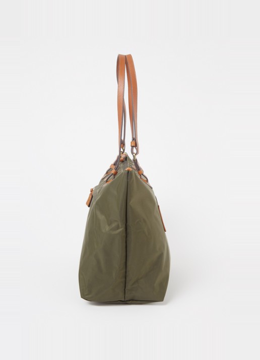 Bric's Shopper met leren details en uitneembaar etui - detail 2 bronsgroen