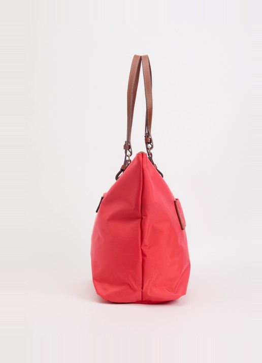 Bric's Sportina Large shopper met leren details en uitneembaar etui - detail 4 koraalrood