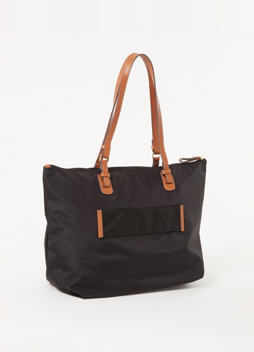Bric's X-Bag shopper met leren details - achterkant 3 zwart
