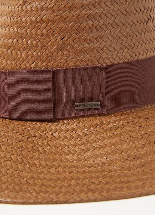 Brixton Anna hoed van stro - detail bruin