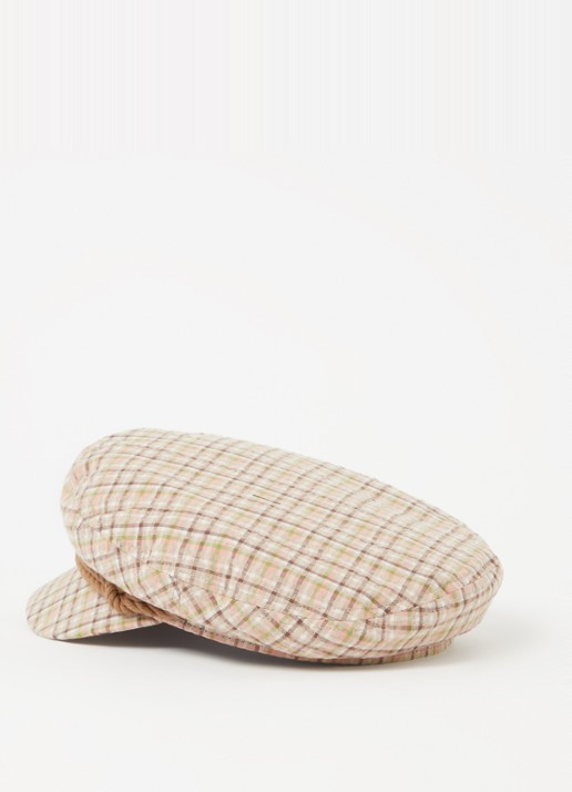 Brixton Fiddler pet met ruitdessin - detail 2 donkerbeige