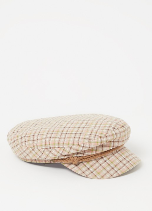 Brixton Fiddler pet met ruitdessin - voorkant donkerbeige
