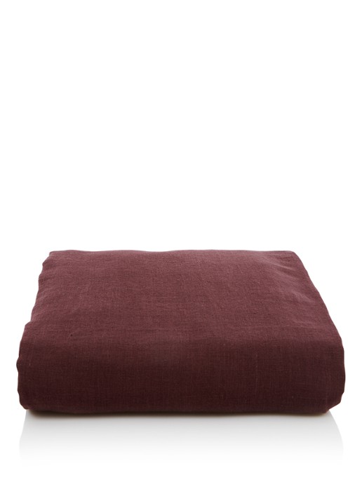 Broste Copenhagen Gracie tafelkleed van linnen 160 x 300 cm - voorkant aubergine