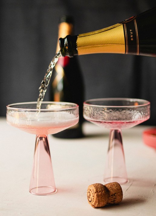 Brût Homeware Coupe glas 22,5 cl set van 2  - detail 2 roze