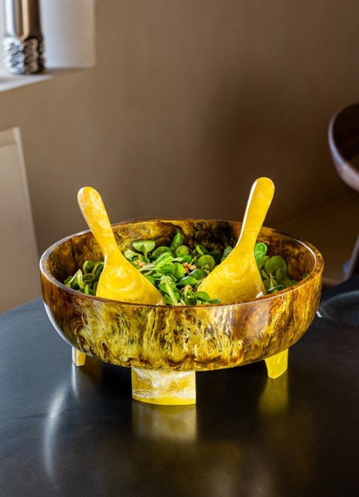 Brût Homeware Pavone saladebestek 2-delig - achterkant 2 geel