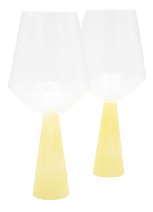 Brût Homeware Wijnglas 40 cl set van 2 - voorkant 7 geel