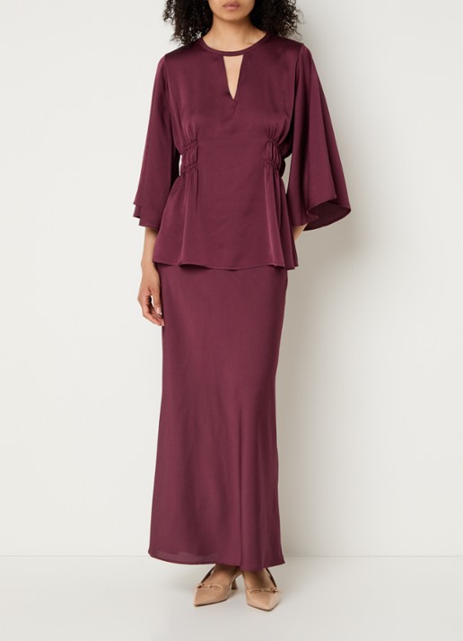 Bruuns Bazaar Acacia tuniek met plooidetail - voorkant 3 bordeauxrood