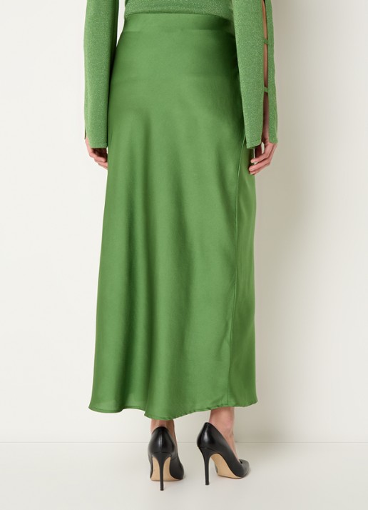 Bruuns Bazaar AcaciaBBJoanelle maxi rok van satijn - achterkant 5 groen