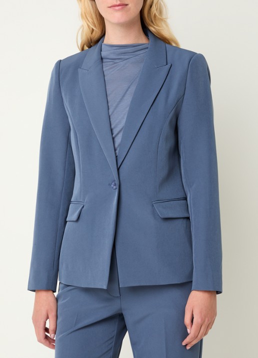 Bruuns Bazaar Alberte blazer met klepzakken - detail staalblauw