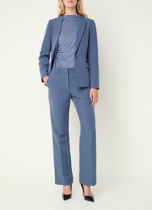 Bruuns Bazaar Alberte blazer met klepzakken - voorkant 4 staalblauw