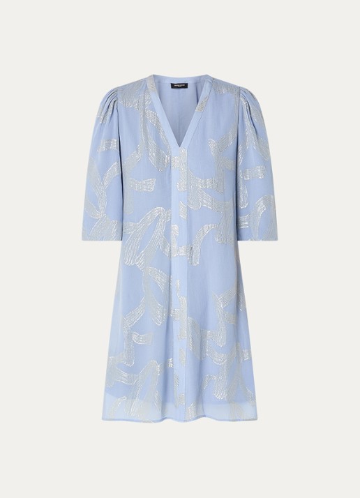 Bruuns Bazaar Amandra mini jurk met V-hals en print - voorkant 3 blauwgrijs
