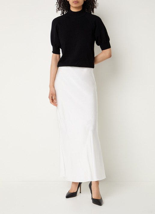 Bruuns Bazaar Anemone Halias fijngebreide top met pofmouw - voorkant 3 zwart