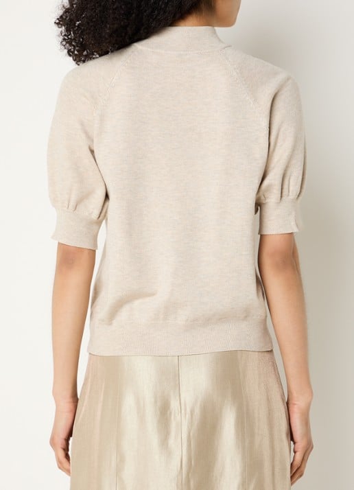 Bruuns Bazaar Anemone Halias fijngebreide top met pofmouw - achterkant 3 creme