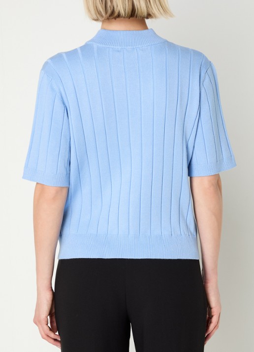 Bruuns Bazaar AnemoneBBGlady fijngebreide top met ribstructuur - achterkant 2 blauw