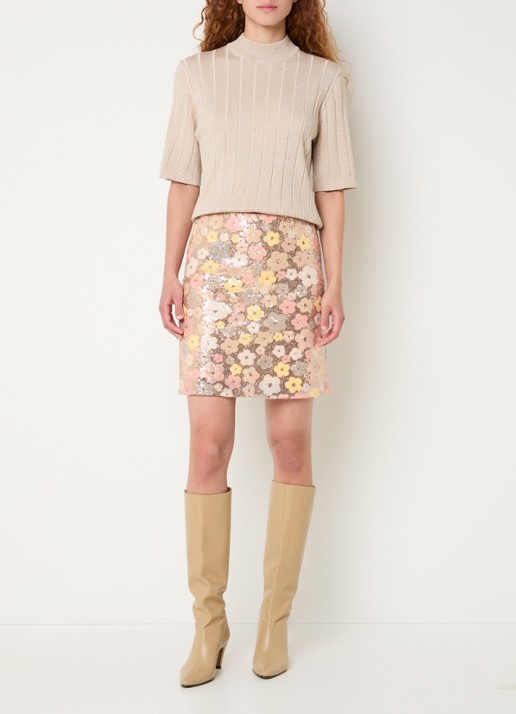 Bruuns Bazaar AnemoneBBGlady fijngebreide top met ribstructuur - voorkant 4 beige