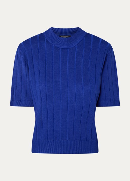 Bruuns Bazaar AnemoneBBGlady fijngebreide top met ribstructuur - voorkant 2 royalblauw