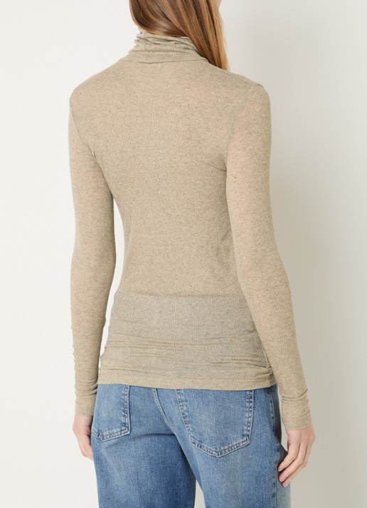 Bruuns Bazaar Angela fijngebreide top in wolblend met col - achterkant 2 beige