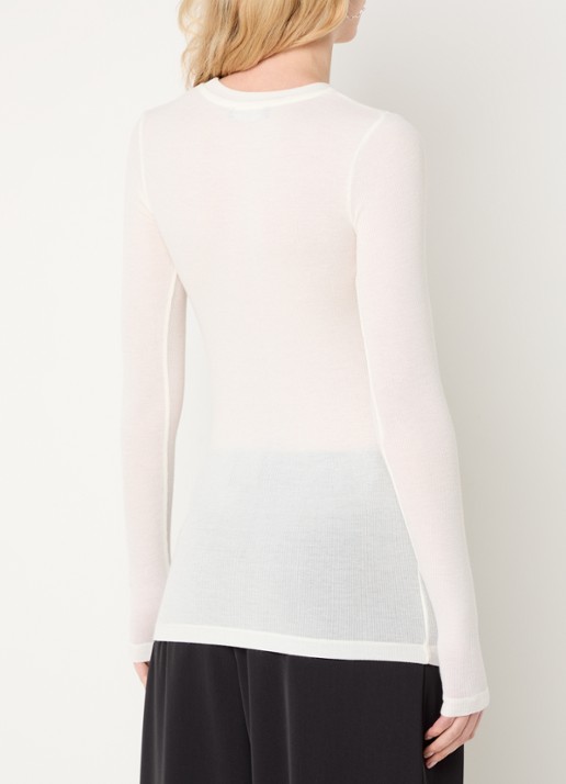 Bruuns Bazaar AngelaBB semi-transparante longsleeve in wolblend - achterkant 3 gebroken wit
