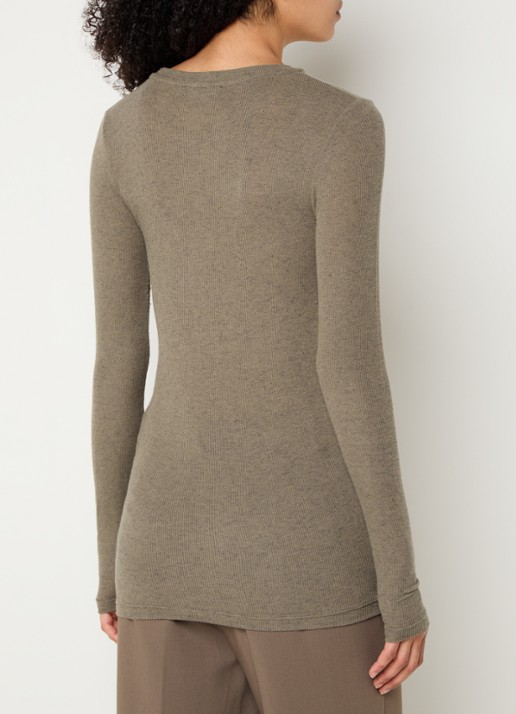 Bruuns Bazaar AngelaBB semi-transparante longsleeve in wolblend - achterkant 2 lichtbruin