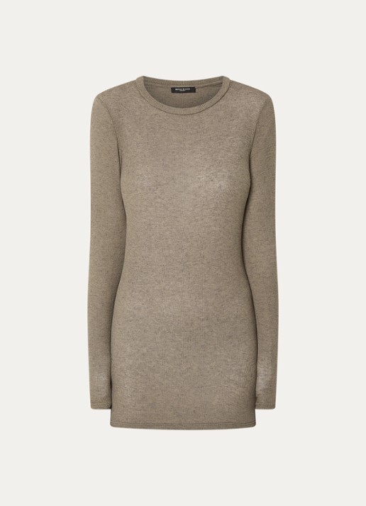Bruuns Bazaar AngelaBB semi-transparante longsleeve in wolblend - voorkant 3 lichtbruin