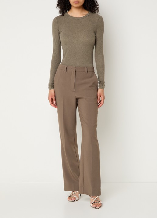 Bruuns Bazaar AngelaBB semi-transparante longsleeve in wolblend - voorkant 4 lichtbruin