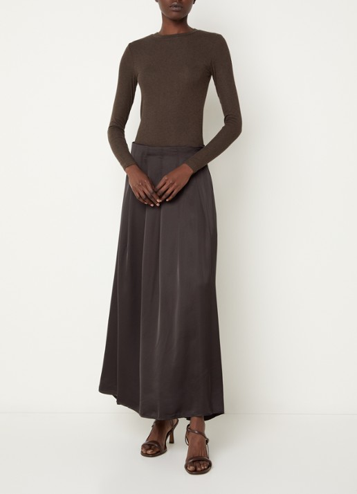 Bruuns Bazaar AngelaBB semi-transparante longsleeve in wolblend - voorkant 2 donkerbruin