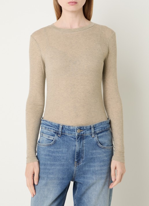 Bruuns Bazaar AngelaBB semi-transparante longsleeve in wolblend - detail 3 beige