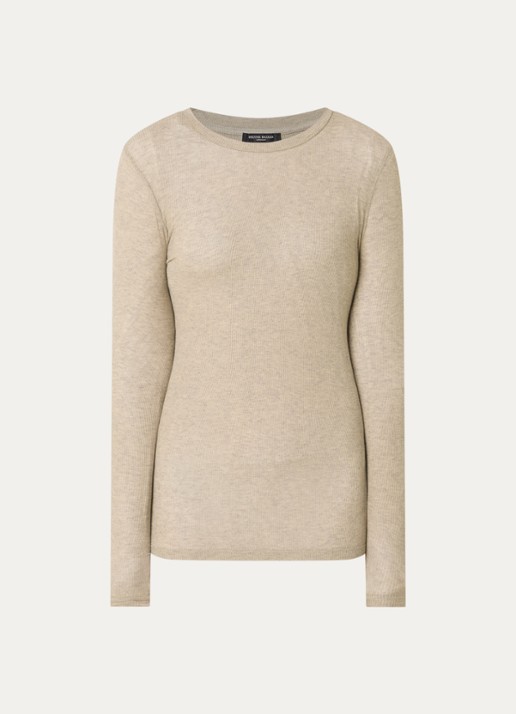 Bruuns Bazaar AngelaBB semi-transparante longsleeve in wolblend - voorkant beige