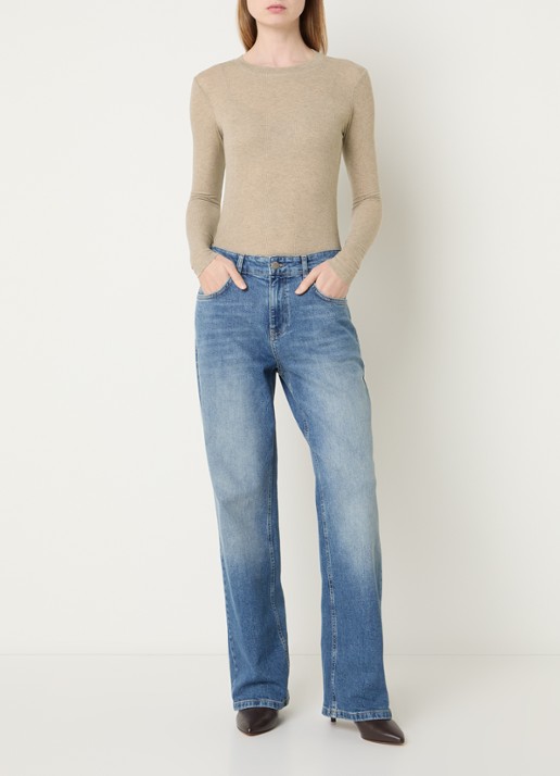 Bruuns Bazaar AngelaBB semi-transparante longsleeve in wolblend - voorkant 2 beige