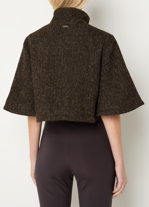 Bruuns Bazaar Cape met tweed-look - achterkant 4 bruin