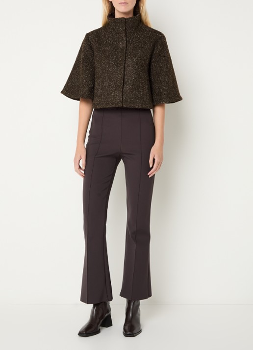 Bruuns Bazaar Cape met tweed-look - voorkant 2 bruin
