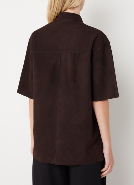 Bruuns Bazaar Castania blouse van suède - achterkant 3 donkerbruin