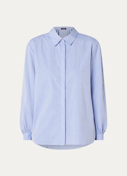 Bruuns Bazaar ChelyoBBLure blouse met kralendecoratie - voorkant blauwgrijs