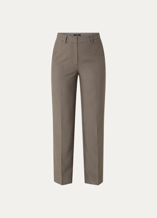 Bruuns Bazaar Cindy high waist flared fit pantalon met steekzakken - voorkant 3 grijsmele