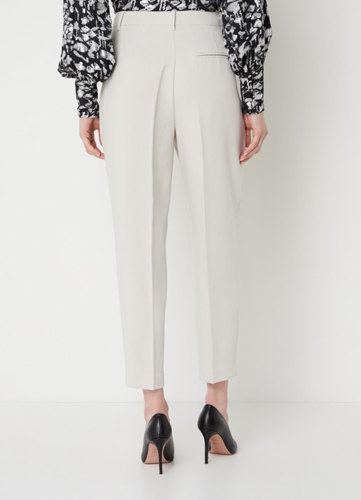 Bruuns Bazaar Cindy high waist tapered fit cropped pantalon met plooidetail - achterkant 4 gebroken wit