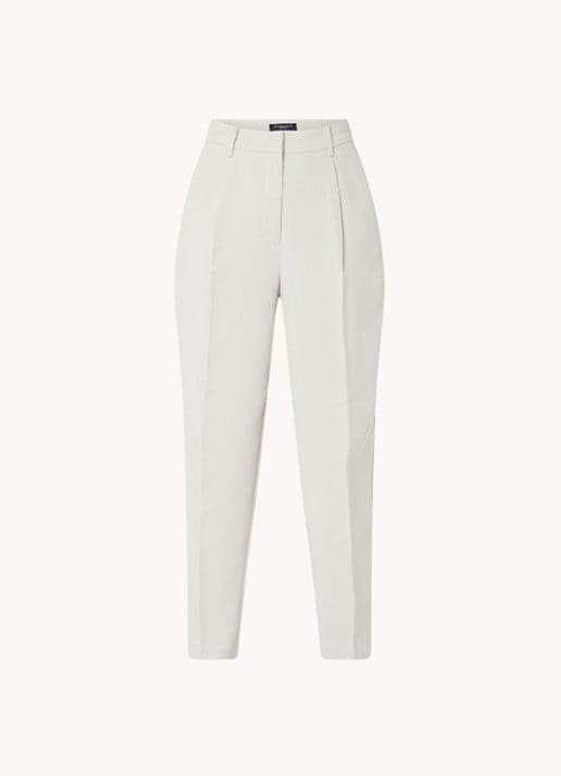 Bruuns Bazaar Cindy high waist tapered fit cropped pantalon met plooidetail - voorkant gebroken wit