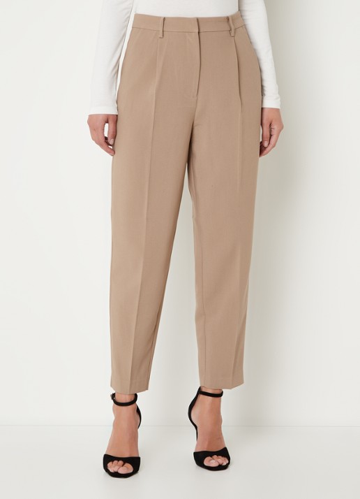 Bruuns Bazaar Cindy high waist tapered fit cropped pantalon met plooidetail