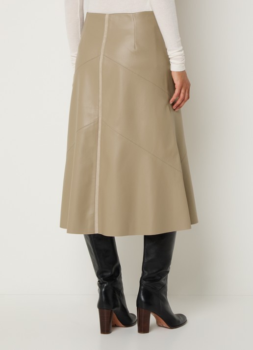 Bruuns Bazaar Eleen midi rok met blinde ritssluiting - achterkant 2 beige