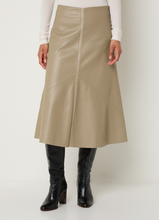 Bruuns Bazaar Eleen midi rok met blinde ritssluiting - detail beige