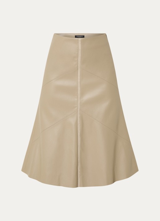 Bruuns Bazaar Eleen midi rok met blinde ritssluiting - voorkant 3 beige