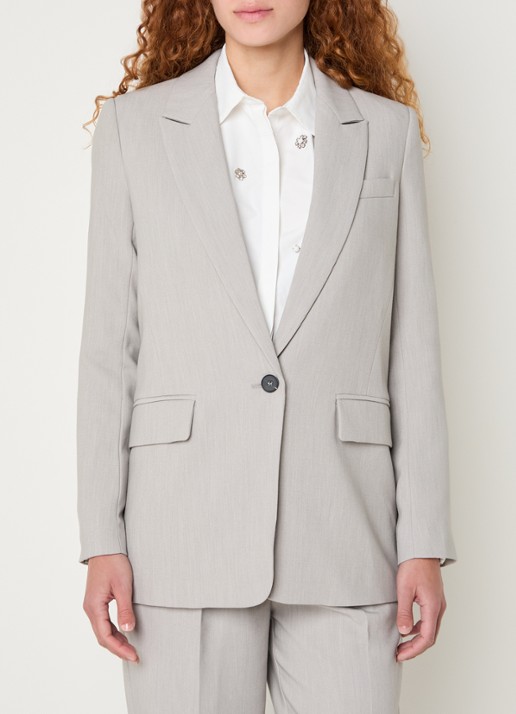 Bruuns Bazaar Frida blazer met klepzakken - detail lichtgrijs