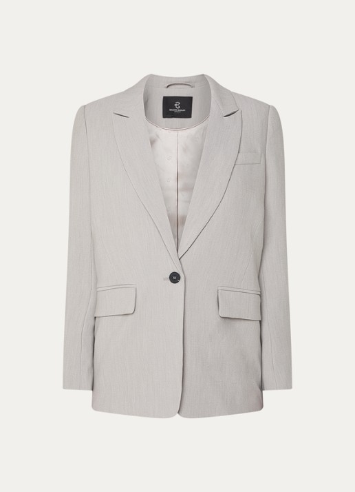 Bruuns Bazaar Frida blazer met klepzakken - voorkant 3 lichtgrijs
