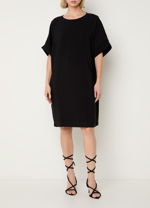 Bruuns Bazaar Gigi midi jurk met vlindermouw - voorkant 3 zwart