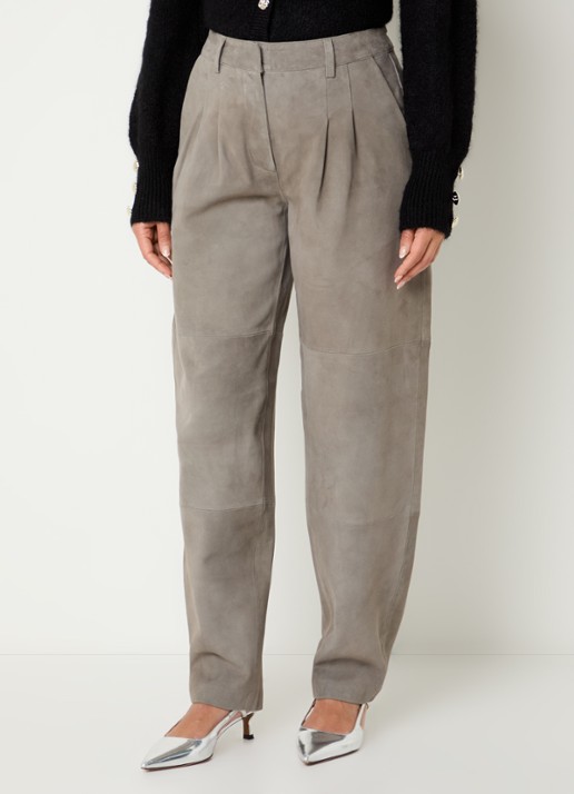 Bruuns Bazaar High waist wide fit broek met steekzakken