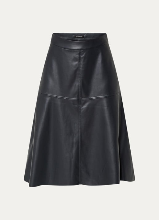 Bruuns Bazaar Imma midi rok van imitatieleer - voorkant 2 donkerblauw