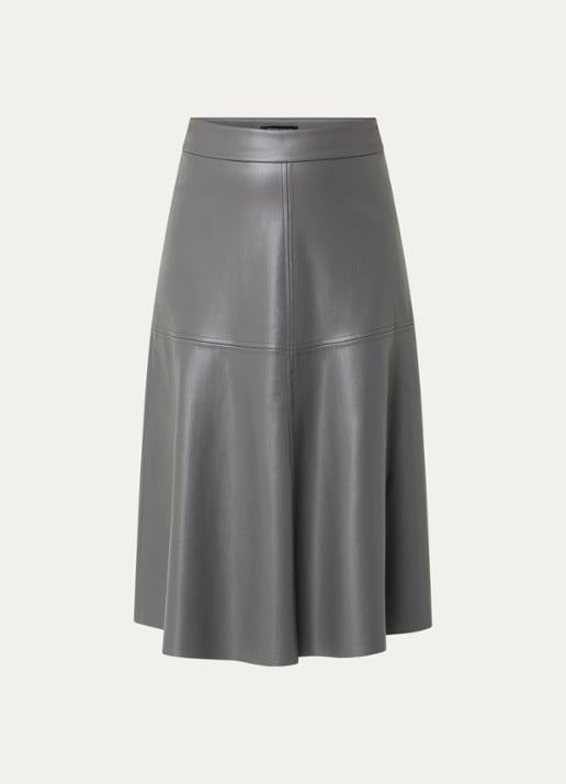 Bruuns Bazaar Imma midi rok van imitatieleer - voorkant 3 donkergrijs