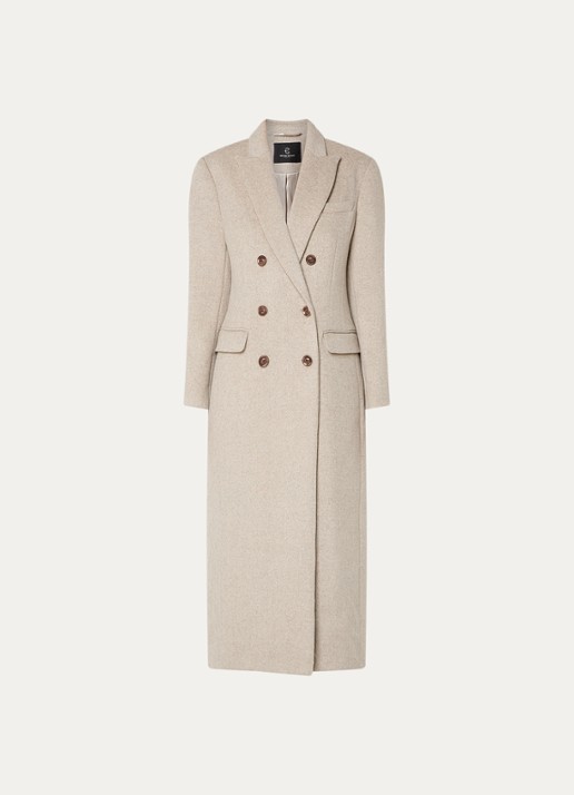 Bruuns Bazaar Jas in wolblend met steekzakken - voorkant beige